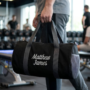 Personalised Name white Black Gym Bag 