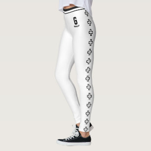 Personalised Name White Black Stripe Cross Pattern Leggings