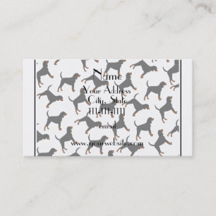 Personalised name white black tan coonhounds business card