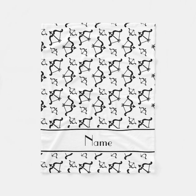 Personalised name white bows arrows fleece blanket (Front)