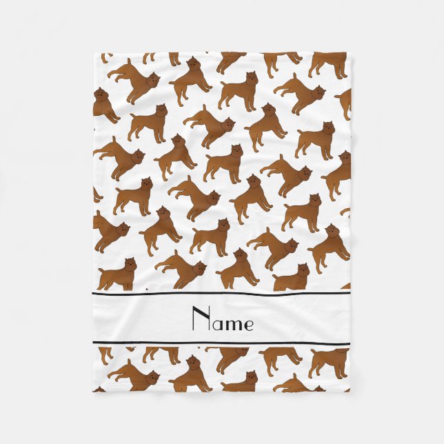 Personalised name white brussels griffon dogs fleece blanket (Front)