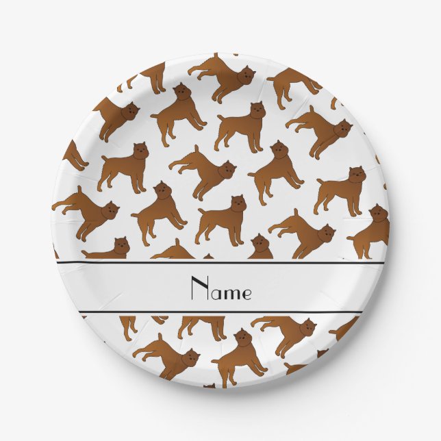 Personalised name white brussels griffon dogs paper plate (Front)