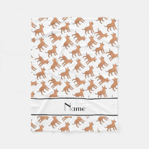 Personalised name white chihuahua dogs fleece blanket