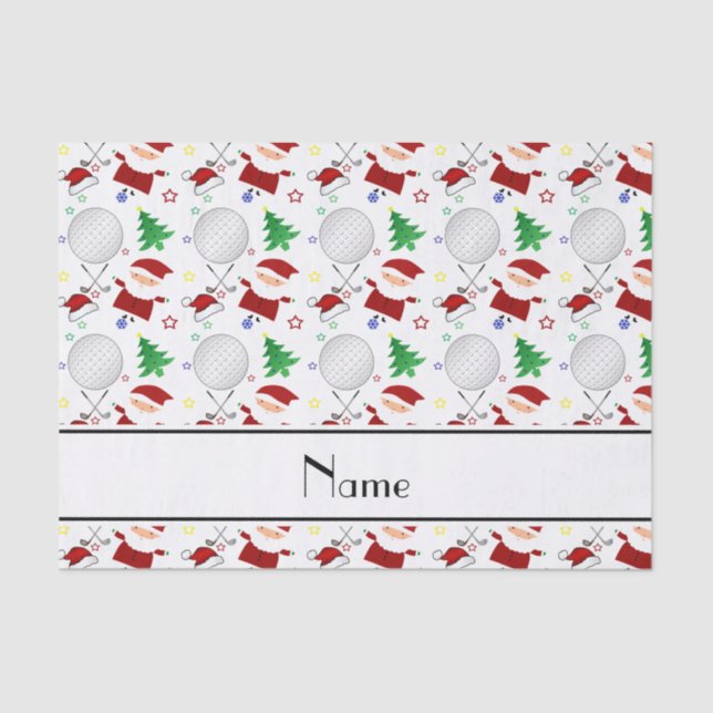 Personalised name white christmas golfing tissue paper (Front)