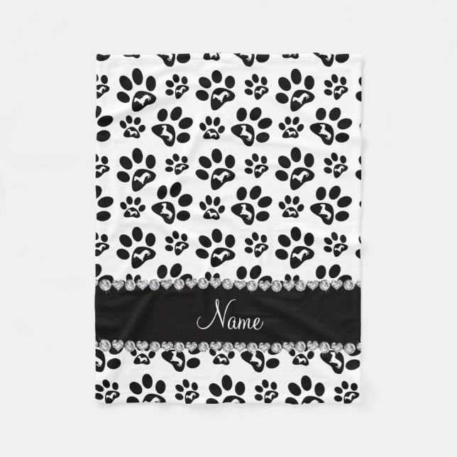 Personalised name white dachshunds dog paws fleece blanket (Front)