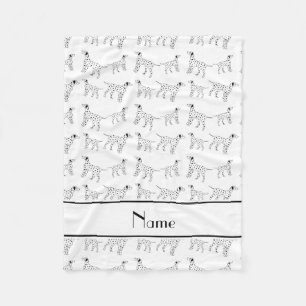 Personalised name white dalmatian dogs fleece blanket