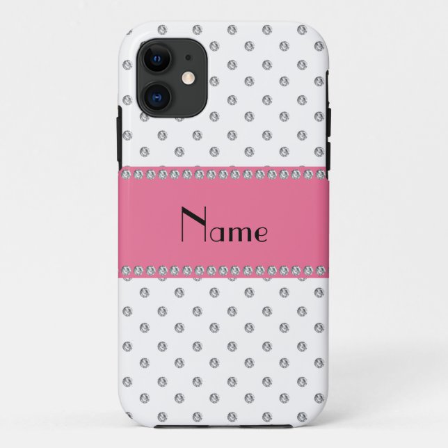 Personalised name white diamonds Case-Mate iPhone case (Back)