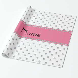 Personalised name white diamonds wrapping paper