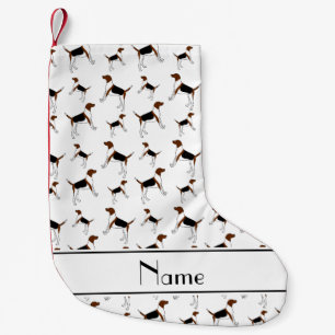 Personalised name white English Foxhounds Small Christmas Stocking