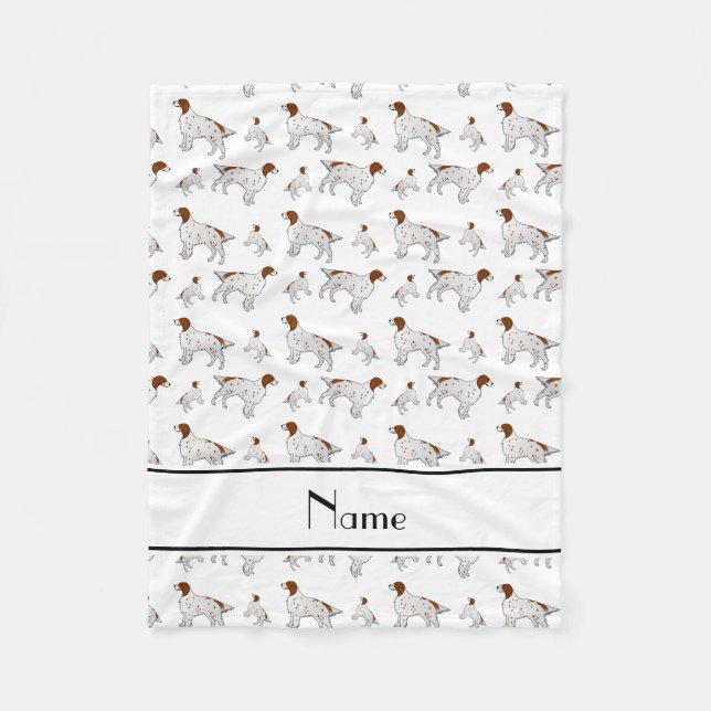 Personalised name white English Setter Fleece Blanket (Front)