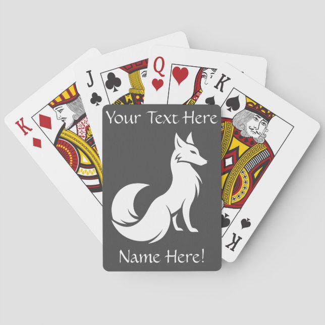Personalised Name White Fox Game Playing Cards (Back)