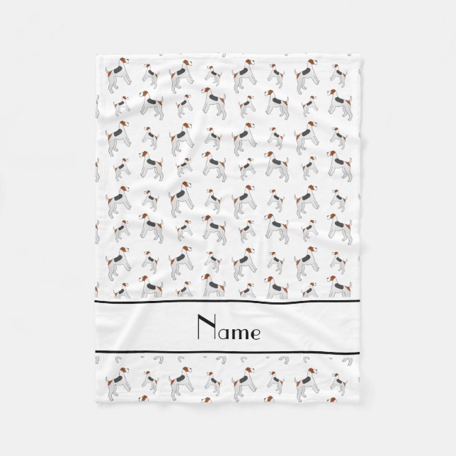 Personalised name white fox terrier dogs fleece blanket (Front)