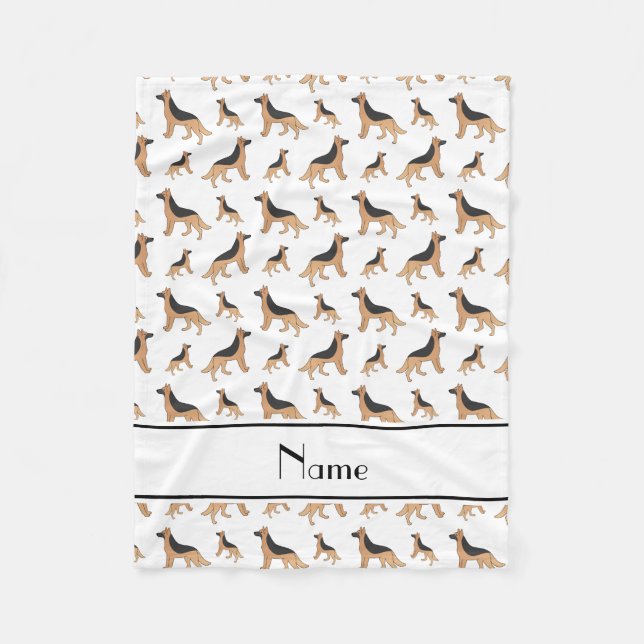 Personalised name white German Shepherd dogs Fleece Blanket (Front)