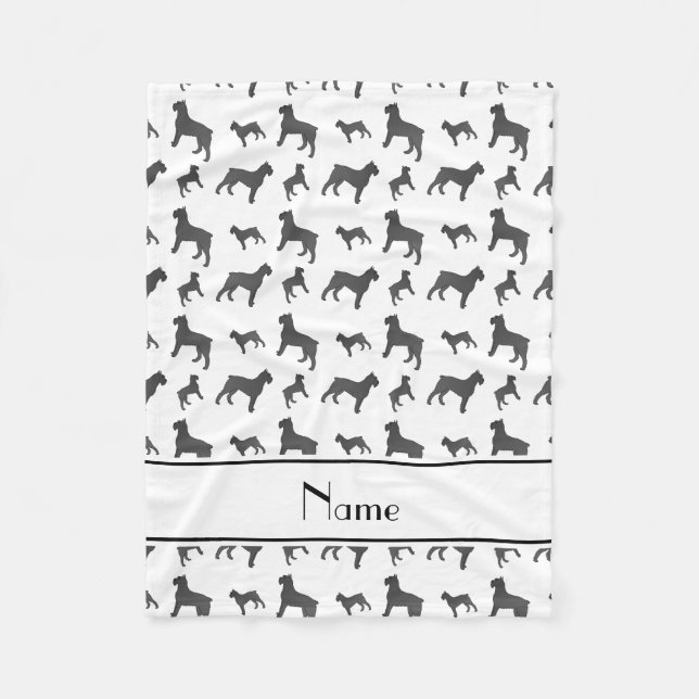 Personalised name white Giant Schnauzer dogs Fleece Blanket (Front)