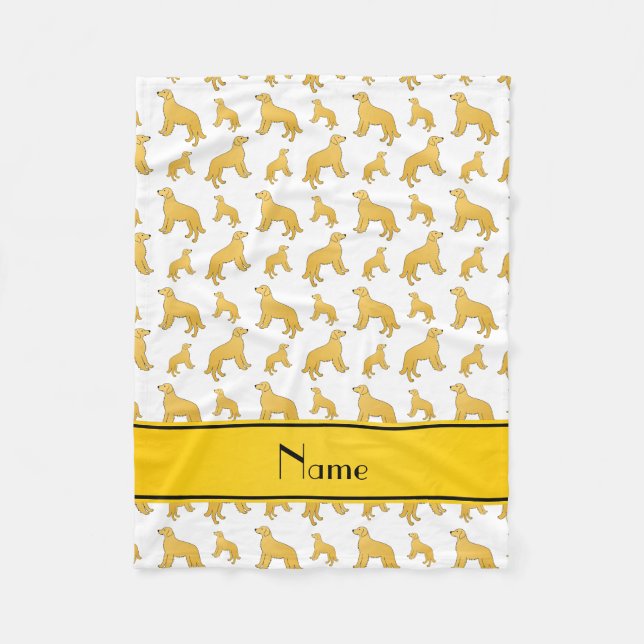 Personalised name white Golden Retriever dogs Fleece Blanket (Front)