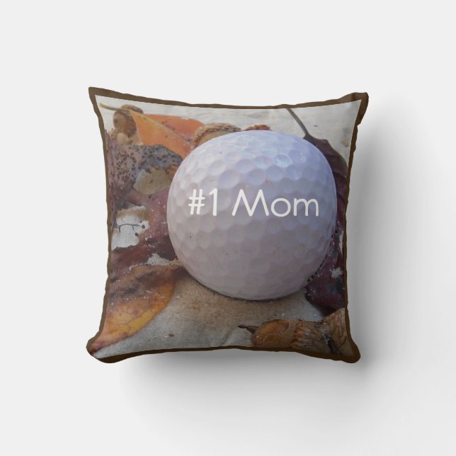 Personalised- Name white golf ball autumn leaves Cushion (Front)