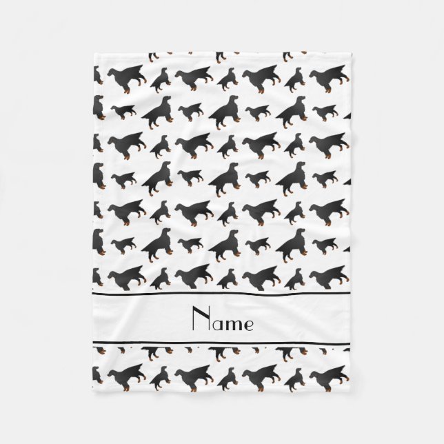 Personalised name white gordon setter dogs fleece blanket (Front)
