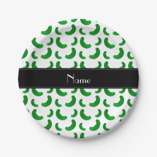 Personalised name white green pickles paper plate
