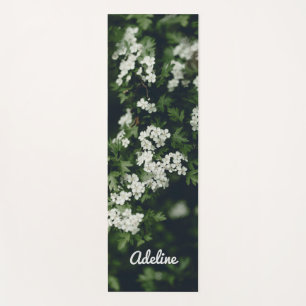 Personalised Name White Hawthorn Floral Yoga Mat