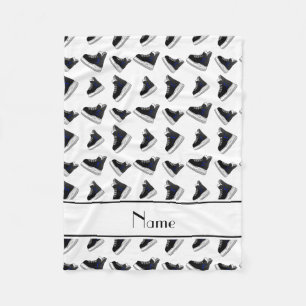 Personalised name white hockey skates fleece blanket