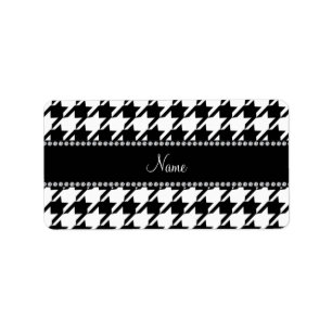 Personalised name white houndstooth label