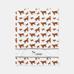 Personalised name white irish setter dogs fleece blanket