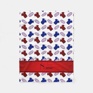 Personalised name white jerseys rugby balls fleece blanket