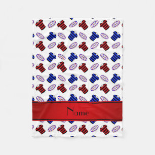 Personalised name white jerseys rugby balls fleece blanket