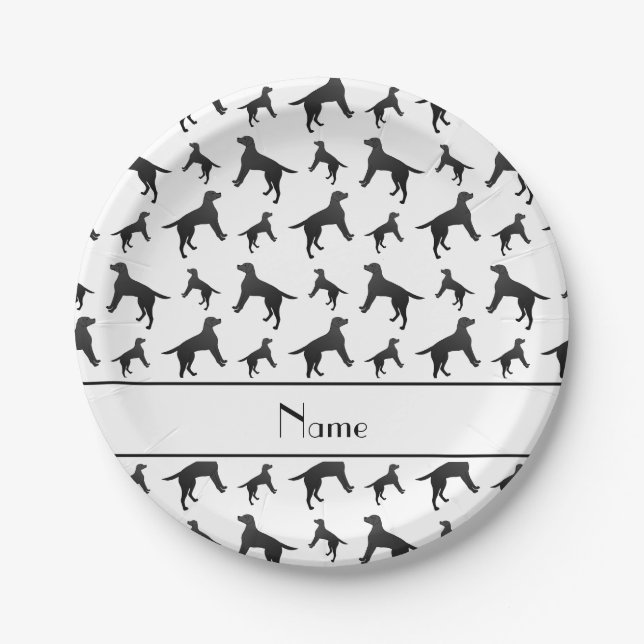 Personalised name white Labrador Retriever dogs Paper Plate (Front)