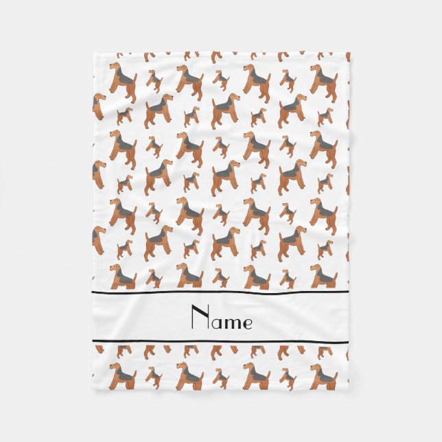 Personalised name white Lakeland Terrier dogs Fleece Blanket (Front)