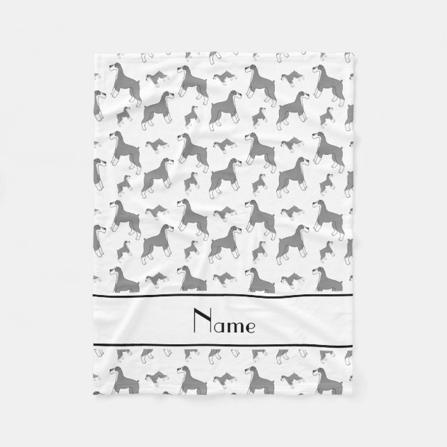 Personalised name white Miniature Schnauzer dogs Fleece Blanket (Front)