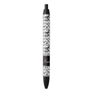 Personalised name white music notes chevrons black ink pen