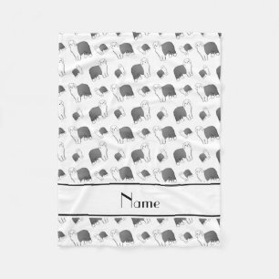 Personalised name white Old English Sheepdog dogs Fleece Blanket