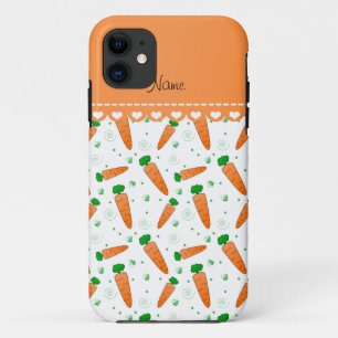 Personalised name white orange carrots iPhone 11 case