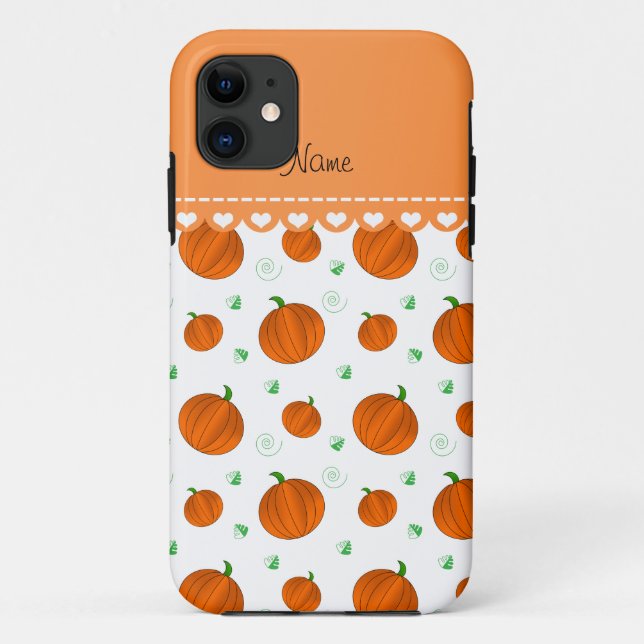 Personalised name white orange pumpkins Case-Mate iPhone case (Back)