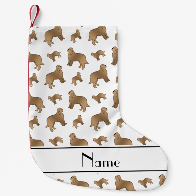 Personalised name white Otterhound dogs Small Christmas Stocking (Front)