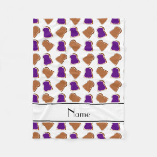 Personalised name white peanut butter jelly fleece blanket