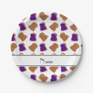 Personalised name white peanut butter jelly paper plate