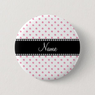 Personalised name White pink diamonds 6 Cm Round Badge