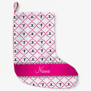 Personalised name white pink moroccan gymnastics small christmas stocking
