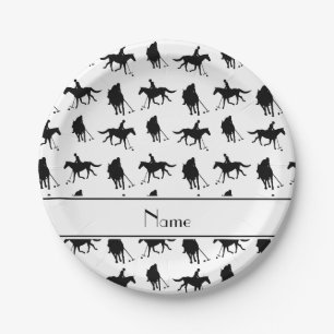 Personalised name white polo pattern paper plate