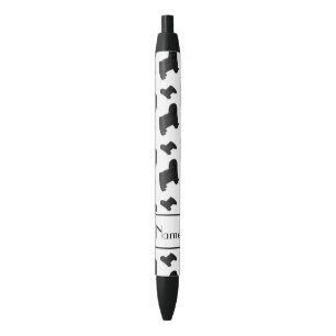 Personalised name white Puli dogs Black Ink Pen