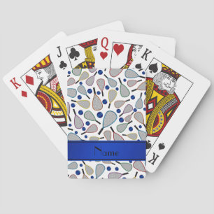 Personalised name white racquetball pattern playing cards