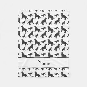 Personalised name white Schipperke dogs Fleece Blanket