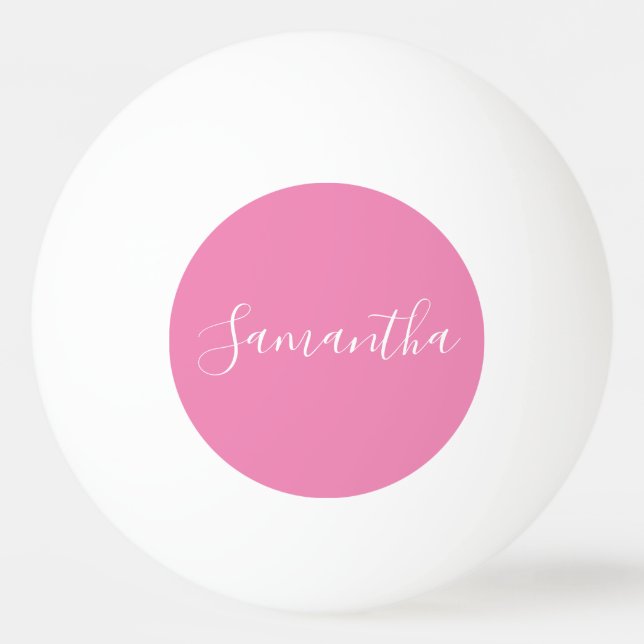 Personalised Name White Script On Pink  Ping Pong Ball (Front)