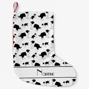 Personalised name white Shetland Sheepdogs Small Christmas Stocking