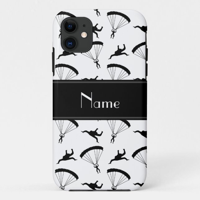 Personalised name white skydiving pattern Case-Mate iPhone case (Back)