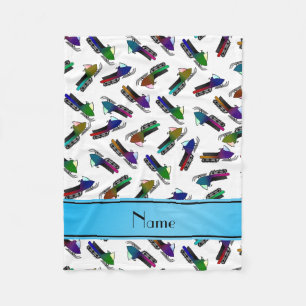 Personalised name white snowmobiles fleece blanket