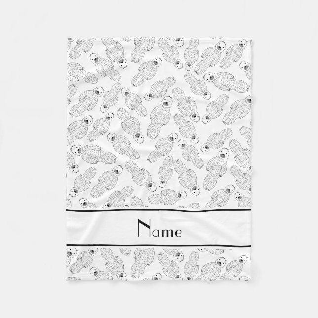 Personalised name white spotted seal fleece blanket (Front)
