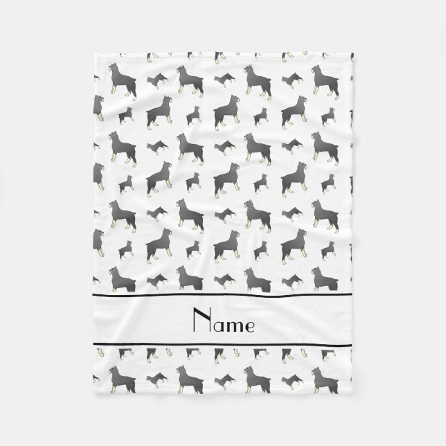 Personalised name white Standard Schnauzer dogs Fleece Blanket (Front)